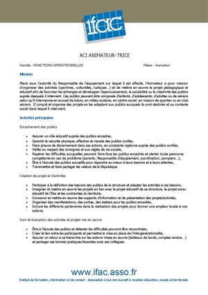 Animateur Trice - CDI - Sainte Marie