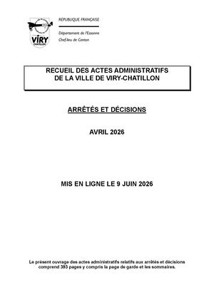 Recueil actes administratifs avril 2026