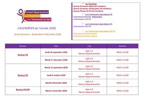 Calendrier Réunions du CDCA - 2ème Semestre 2026