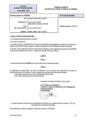 PD 26 Q 0007 - Arrêté