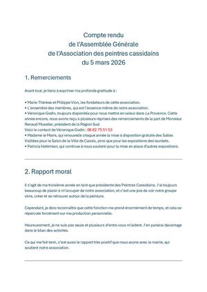 Compte Rendu De L'ag 2026