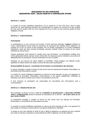 REGLEMENT BAROMETRE VIVING 2026