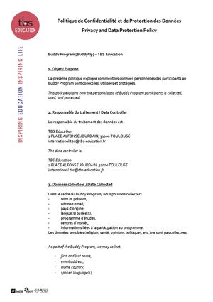 Privacy And Data Protection Policy - Buddy Up Fr En