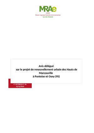 Avis Mrae sur l'étude d'impact