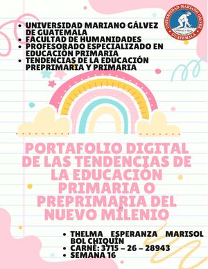 Portafolio Digital De Las Tendencias De La Educación Primaria O Preprimaria Del Nuevo Milenio