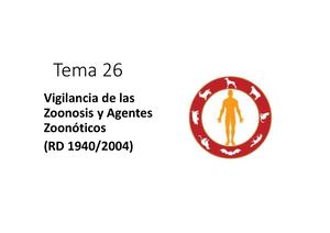 Tema 26 Zoonosis Y Agentes Zoonoticos; Rgto 2160 2003