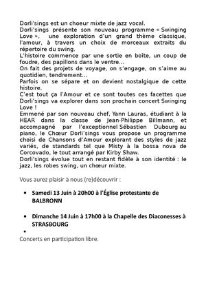 Concert de Dorli'sings, choeur de Swing'