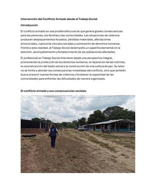 Intervención Del Conflicto Armado Desde El Trabajo Social