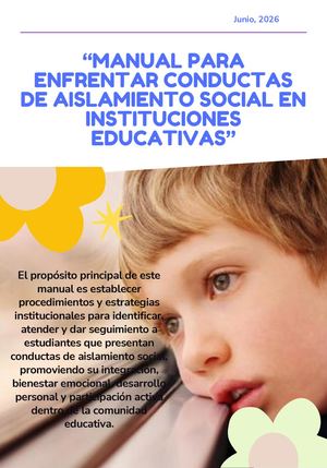 “Manual Para Enfrentar Conductas De Aislamiento Social En Instituciones Educativas”