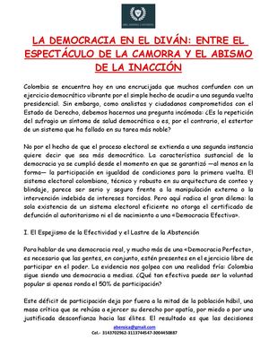 La Democracia En El Diván