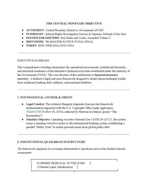 The Central Monetary Directive Digital Juris Note