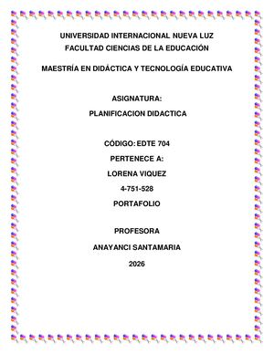 Portafolio De Planificacion Didactica Lorena Viquez