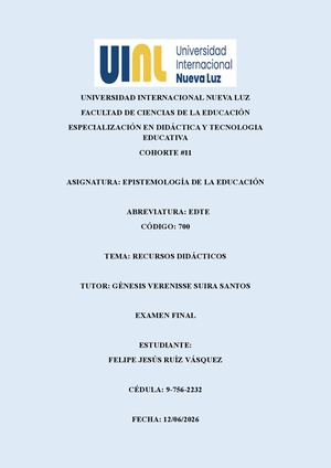 Examen Final: Recursos didácticos