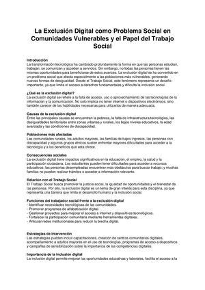 Exclusion Digital Trabajo Social