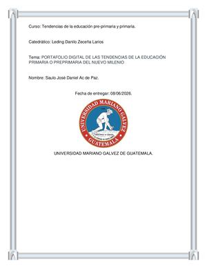 PORTAFOLIO DIGITAL DE LAS TENDENCIAS DE LA EDUCACIÓN PRIMARIA O PREPRIMARIA DEL NUEVO MILENIO