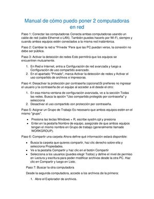 Manual De Cómo Puedo Poner 2 Computadoras En Red