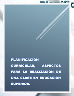 La Planificación Curricular, Aspectos Para La Realizacion De Una Clase (1)