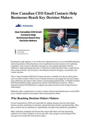 How Canadian Ceo Email Contacts Help Businesses Reach Key Decision Makers