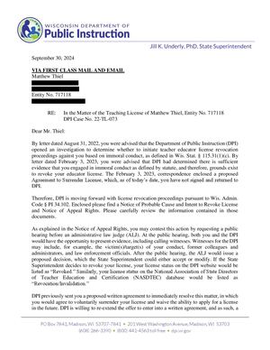 Matthew Thiel Investigation Report (See Pages 33 to 67)