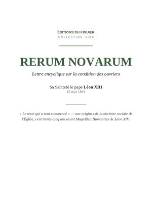 Rerum Novarum Edition Figuier