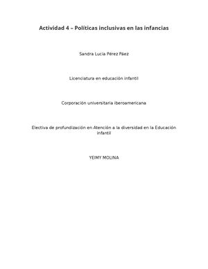 Actividad 4 – Políticas Inclusivas En Las Infancias