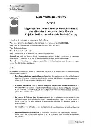 Ar 394 Arrêté De Circulation Fête Populaire