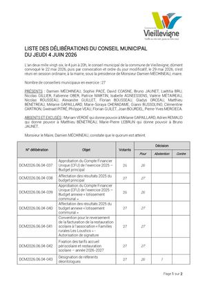 2026 06 04 Liste Des Deliberations