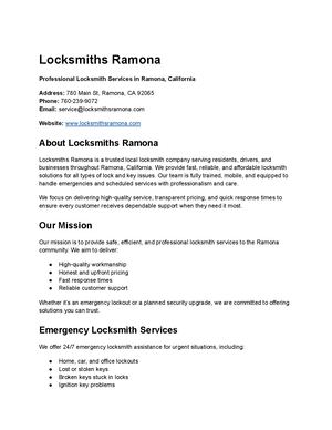 Locksmiths Ramona