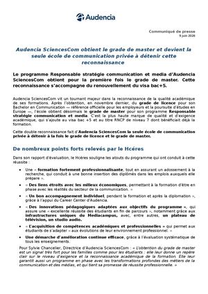 Cp Audencia Sciences Com Décroche Le Grade De Master