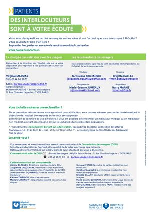 2026-Interlocuteurs à votre écoute-Hôpital Saine-Périne