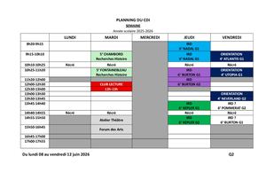 Planning du Cdi Q2
