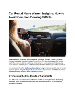 Car Rental Narre Warren Insights: How to Avoid Common Booking Pitfalls