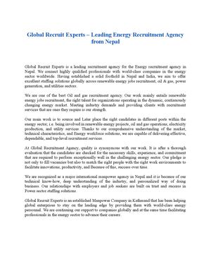 Energy Recruitment Agency From Nepal