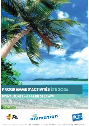 Programme éTé 2026 Point Jeunes
