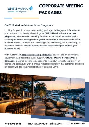 Corporate Meeting Packages At One°15 Marina Sentosa Cove Singapore