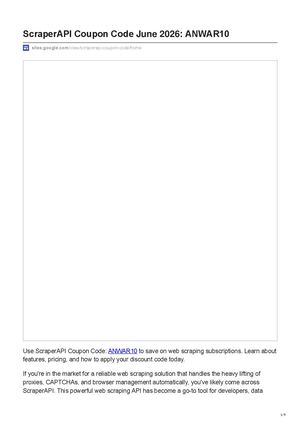 ScraperAPI Coupon Code 2026 is: ANWAR10
