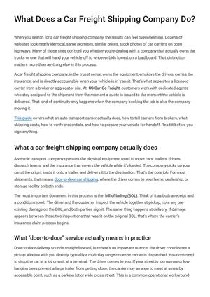 Car Freight Shipping Company Explained: Costs, Carriers & Shipping Process