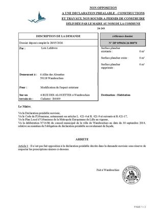 Arrêté 26 243 6 Rue Des Alouettes