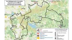 Carte des hébergements sur le Kalon Menez Are