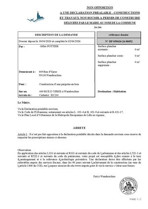 Arrêté 26 244 449 Rue D'ypres
