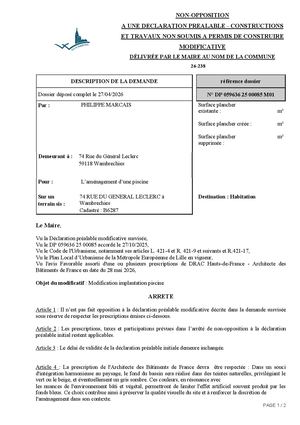 Arrêté 26 238 74 Rue Du Général Leclerc