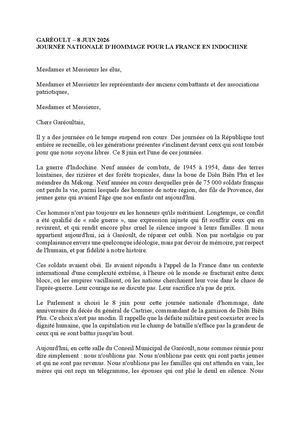 Discours Monsieur Le Maire 8 Juin 2026
