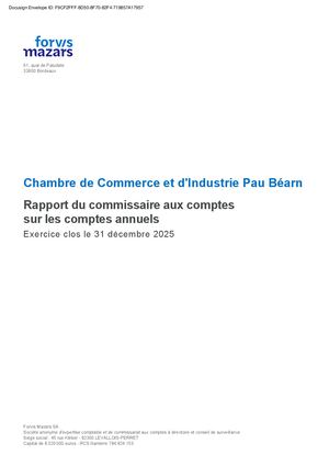 Rapport sur les Comptes Annuels 2025 CCI Pau Béarn
