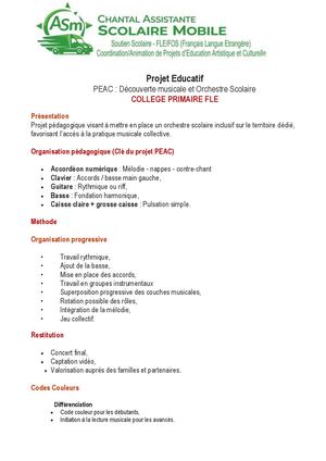 Présentation Programme Peac Orchestre Inclusif
