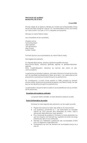 2026-05-05 - Séance ordinaire