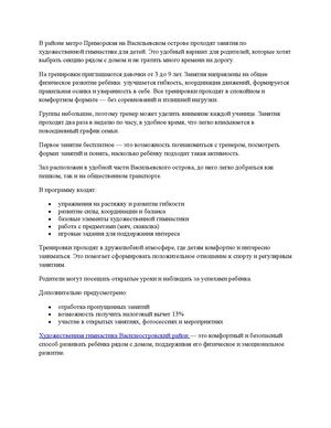 Художественная гимнастика Василеостровский район