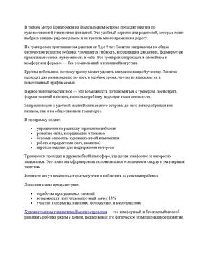 Художественная гимнастика Василеостровская