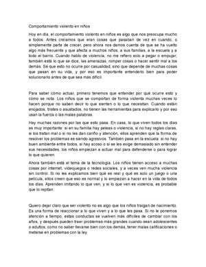 Comportamiento Violento En Niños