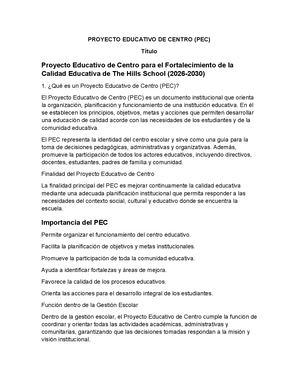 Proyecto Educativo Pec