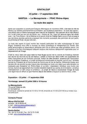 Communiqué Presse exposition Nantua 2006